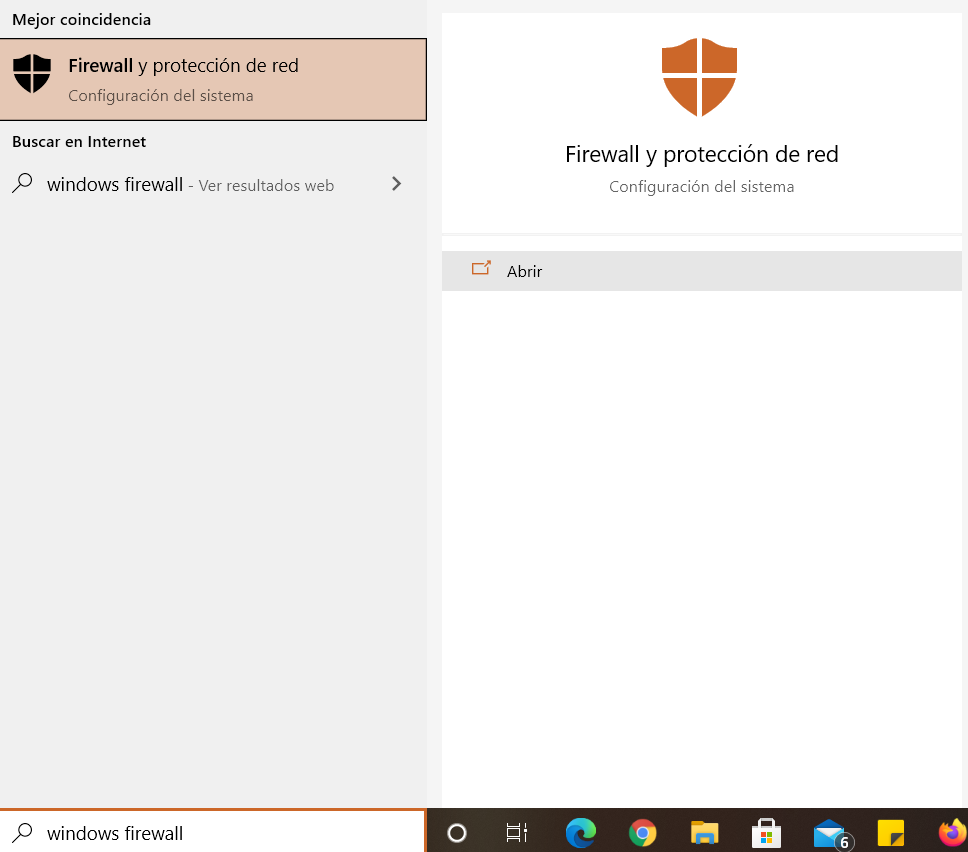 Ir a Windows Firewall