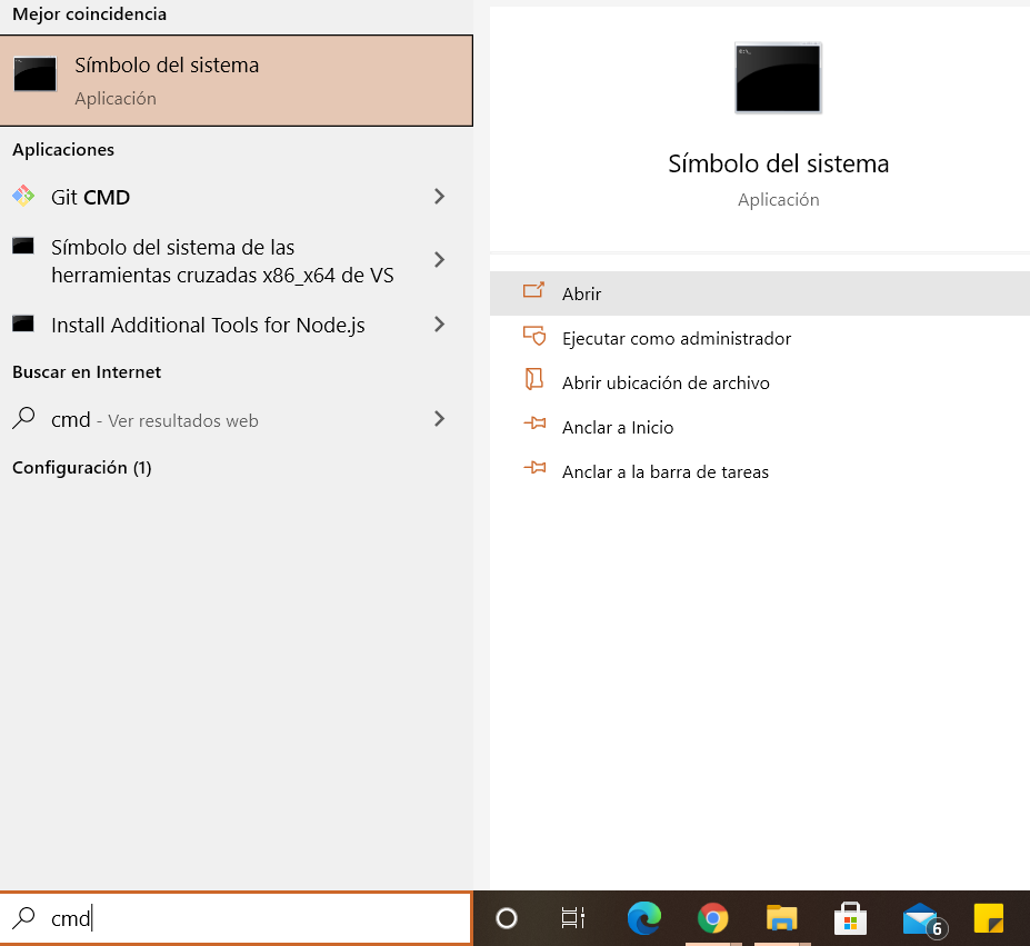 Abrir el terminal de Windows