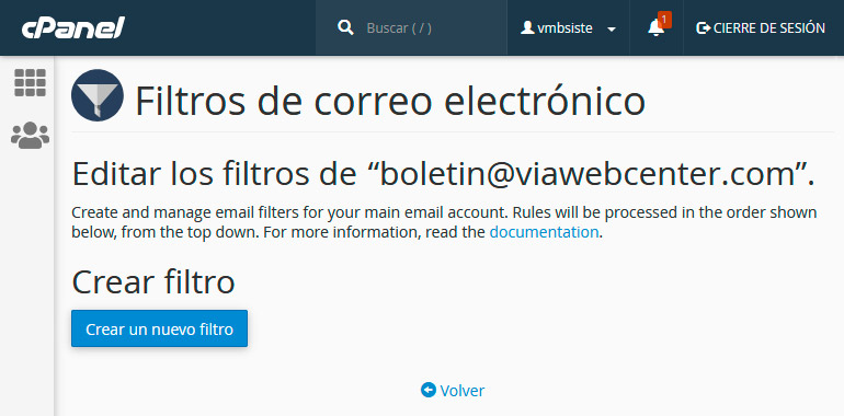 cpanel correo filtro2